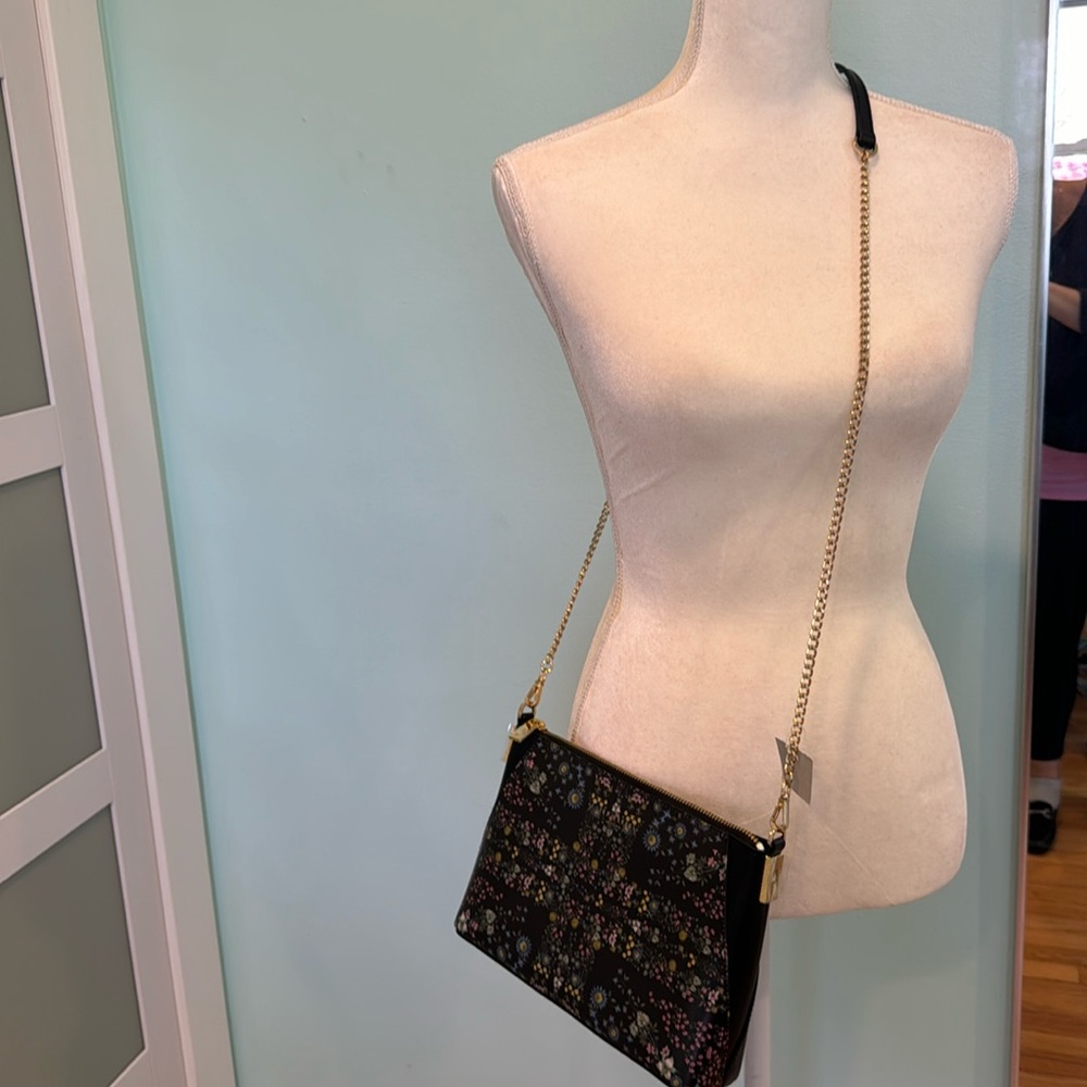 Ted Baker London Leather Crossbody Black Floral new without tags